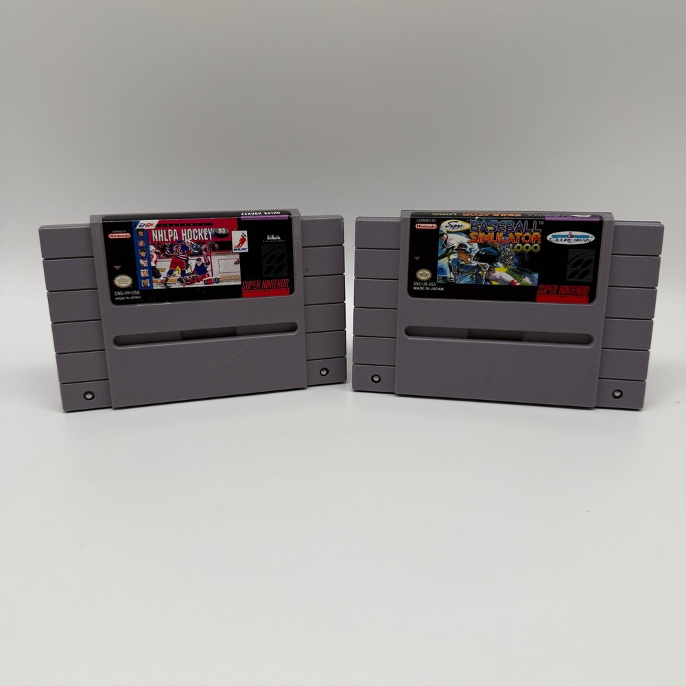 Nintendo SNES Sports Bundle Super Baseball Simulator 1.000 NHLPA Hockey 93 Gray